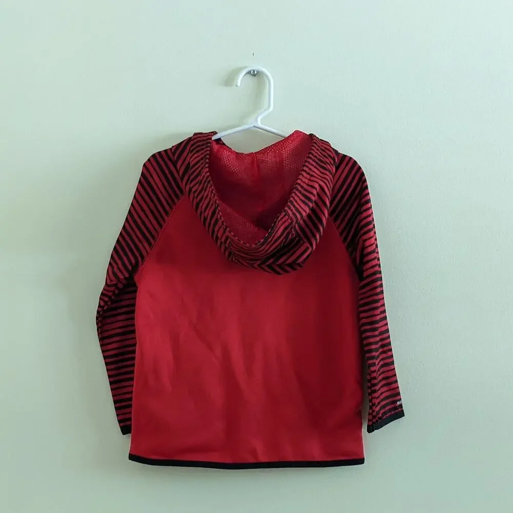 Xersion Red Zip-up Hoodie Sz XXS/4-5 Black Stripe Hood Pockets
